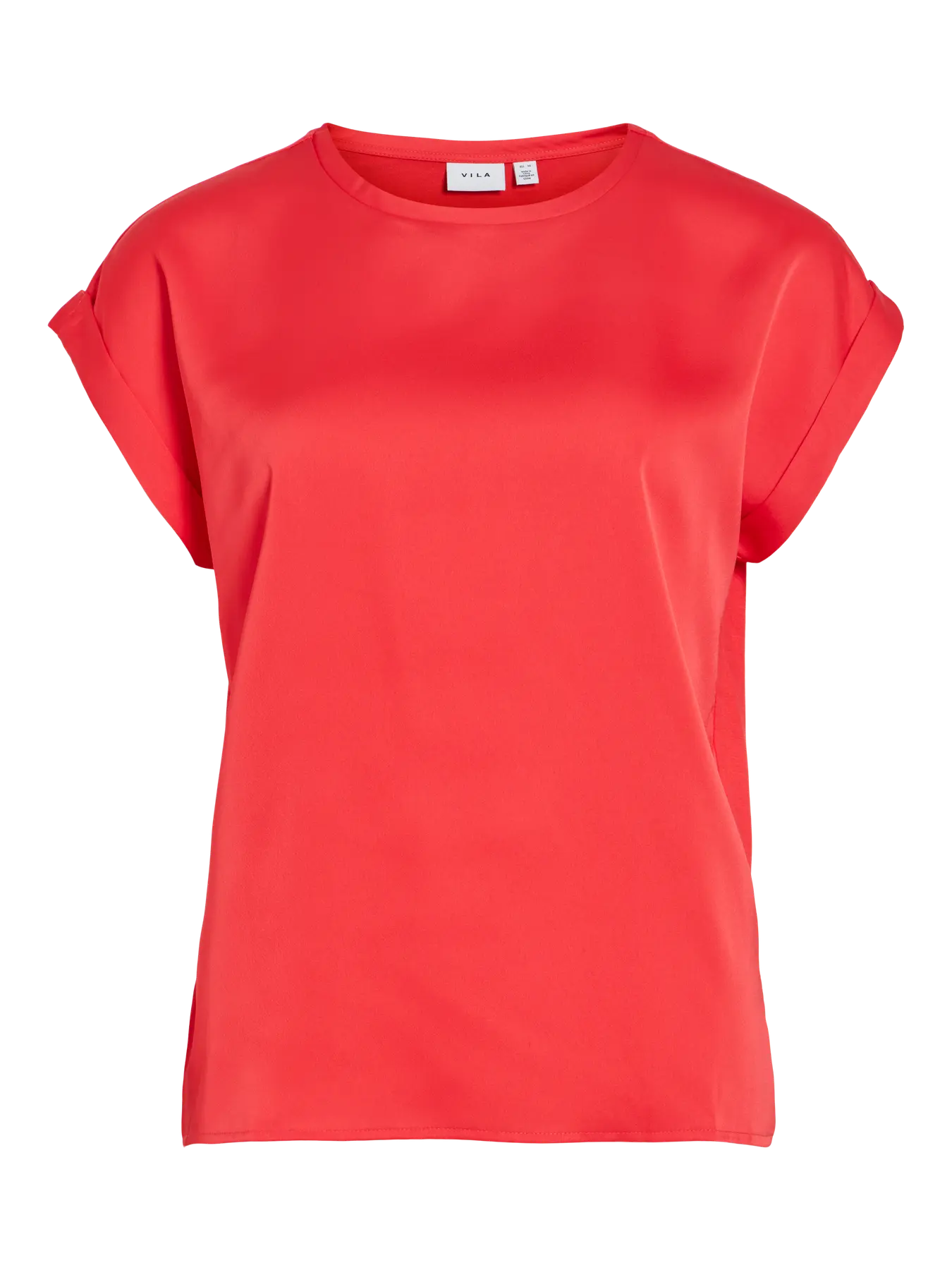 Satin Short Sleeve Top - Hibiscus