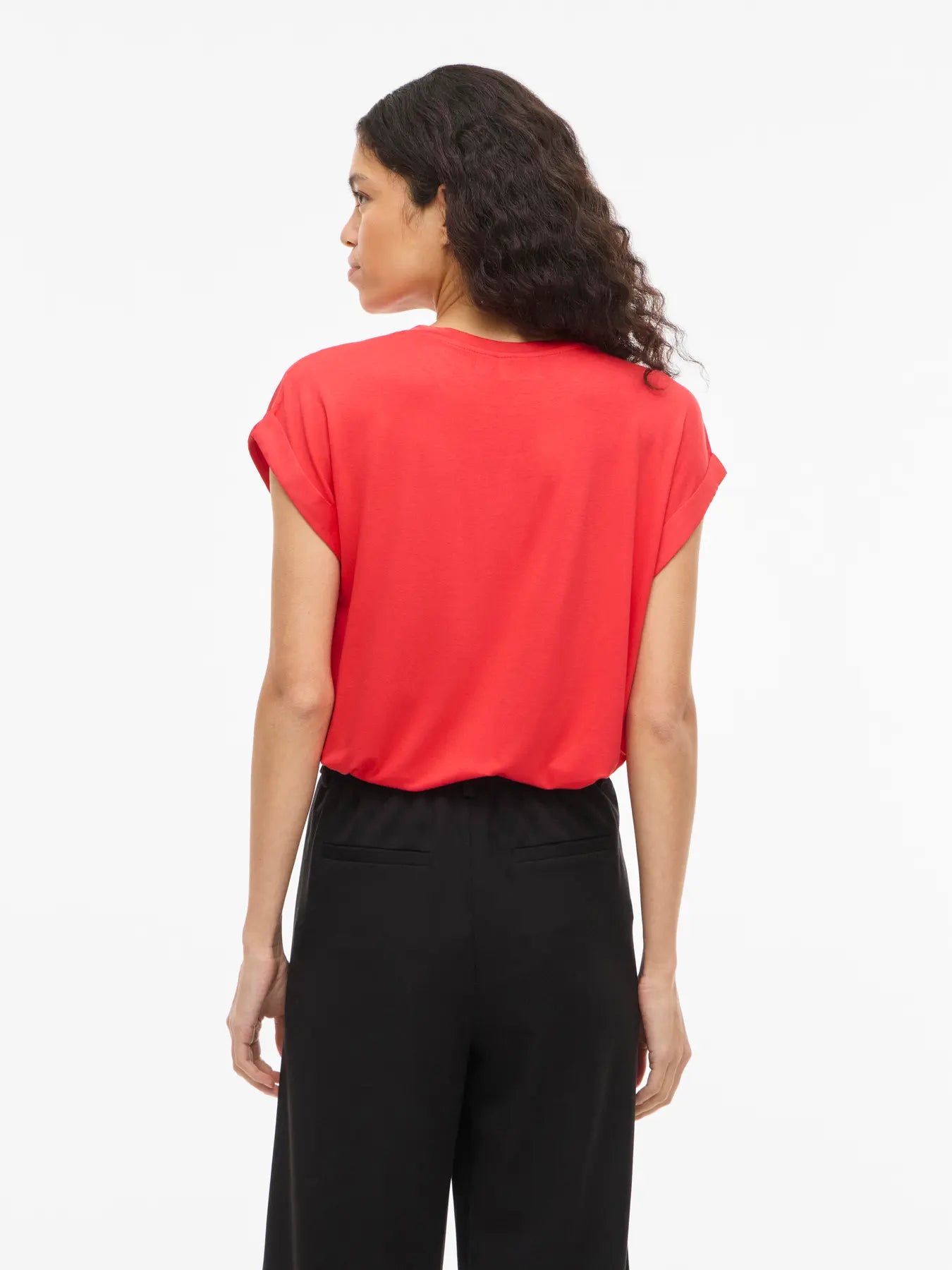 Satin Short Sleeve Top - Hibiscus
