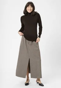 Long Sleeve Fine Knit Polo Neck - Chocolate Brown