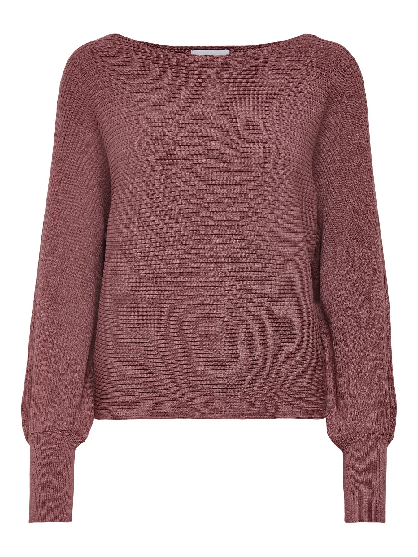 Boat Neck Batwing Sleeve Jumper - Rose Brown