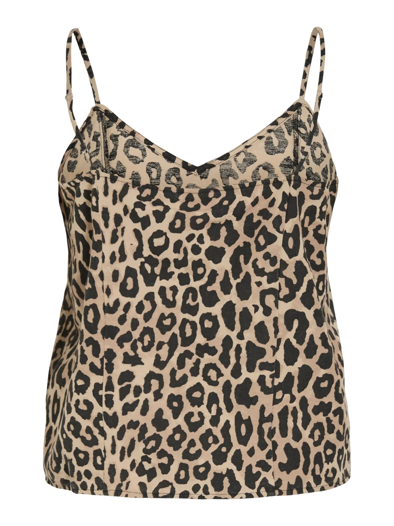 Leopard Print V Neck Strappy Linen Mix Shell Vest Top