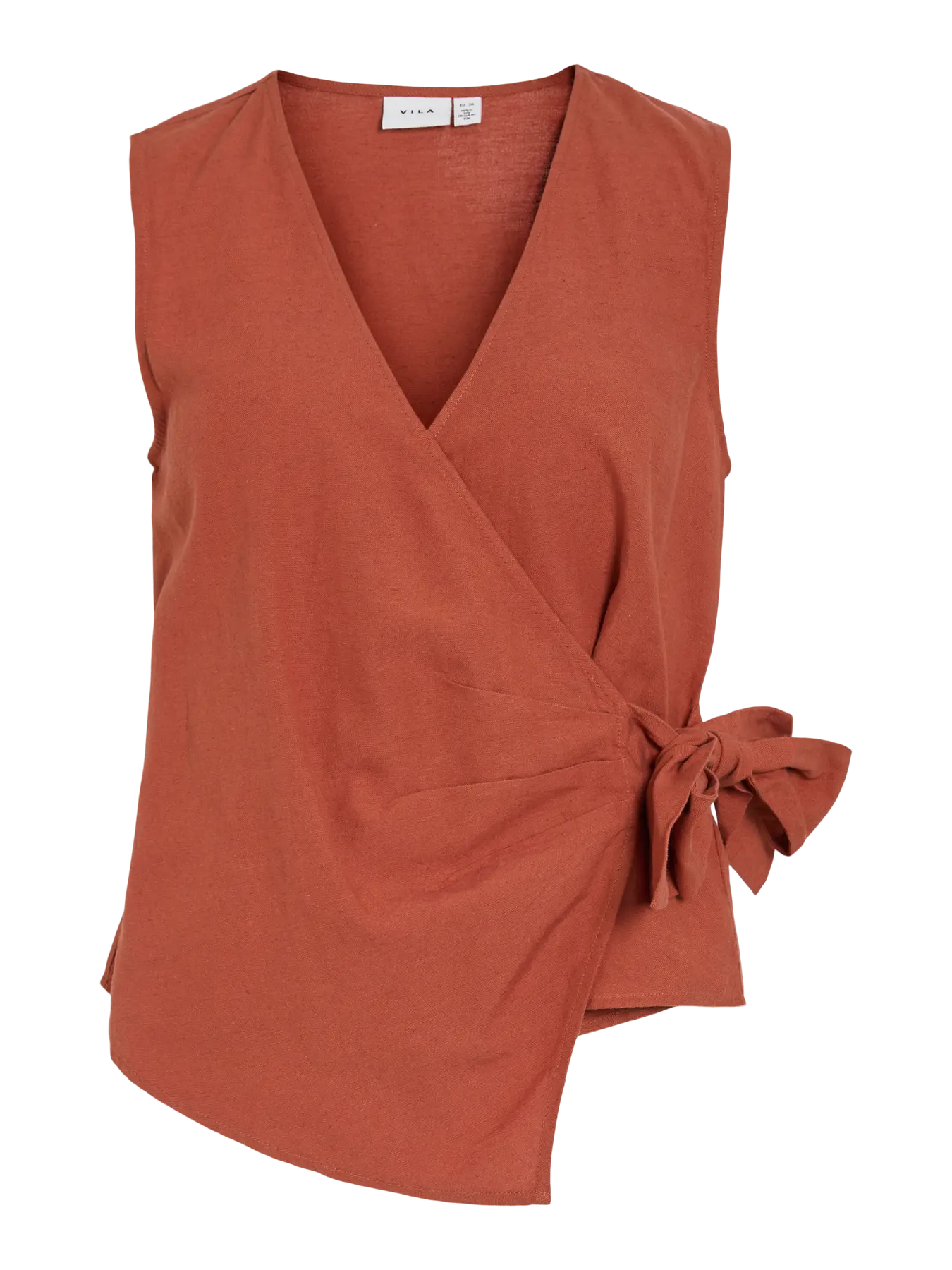 Sleeveless Linen Mix Wrap Over Top - Various Colours