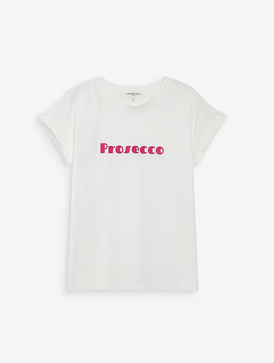 White Short Sleeve T-Shirt - Prosecco Pink Logo