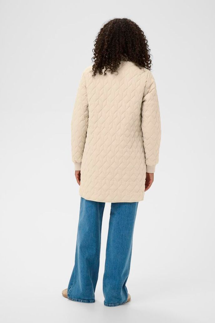 Kaffe Quilted Long Jacket - Black or Feather Grey