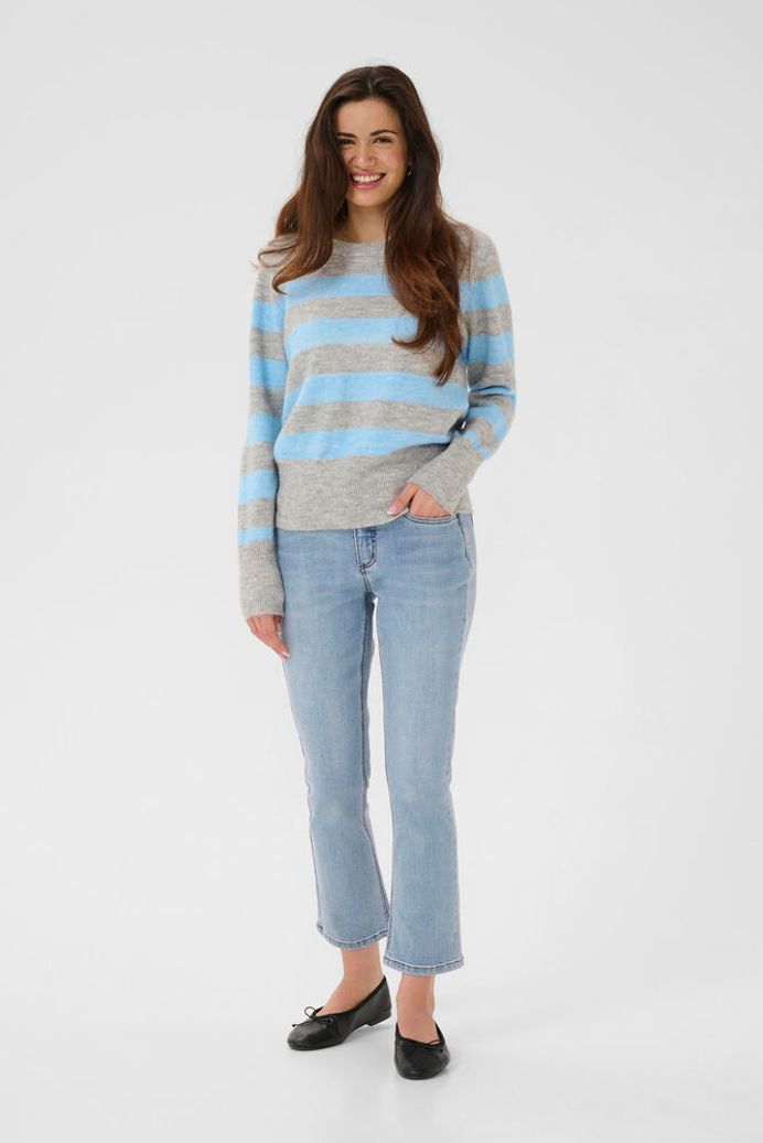 Striped Pullover Sweater - Light Grey / Blue & Feather Grey / Pink