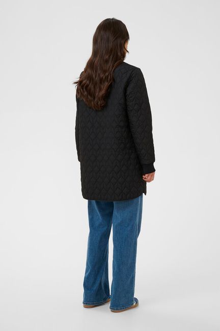Kaffe Quilted Long Jacket - Black or Feather Grey