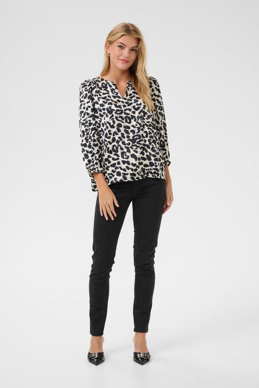 Leopard Print Blouse -  Grey Leopard & Brown Leopard