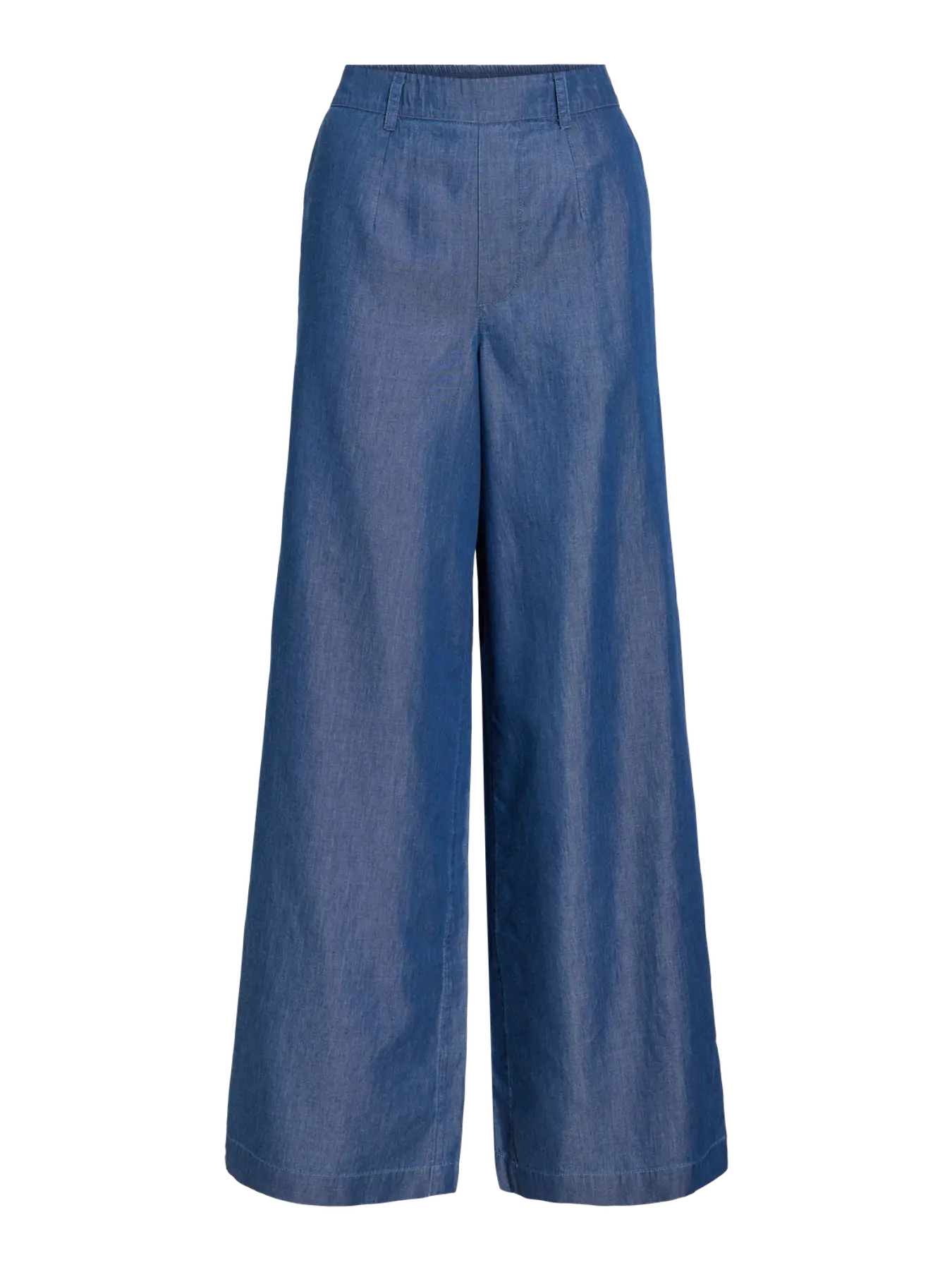 Denim Blue Cotton Mix Wide Leg Trouser