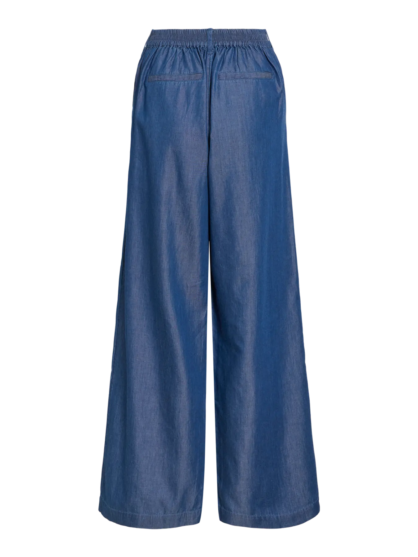 Denim Blue Cotton Mix Wide Leg Trouser