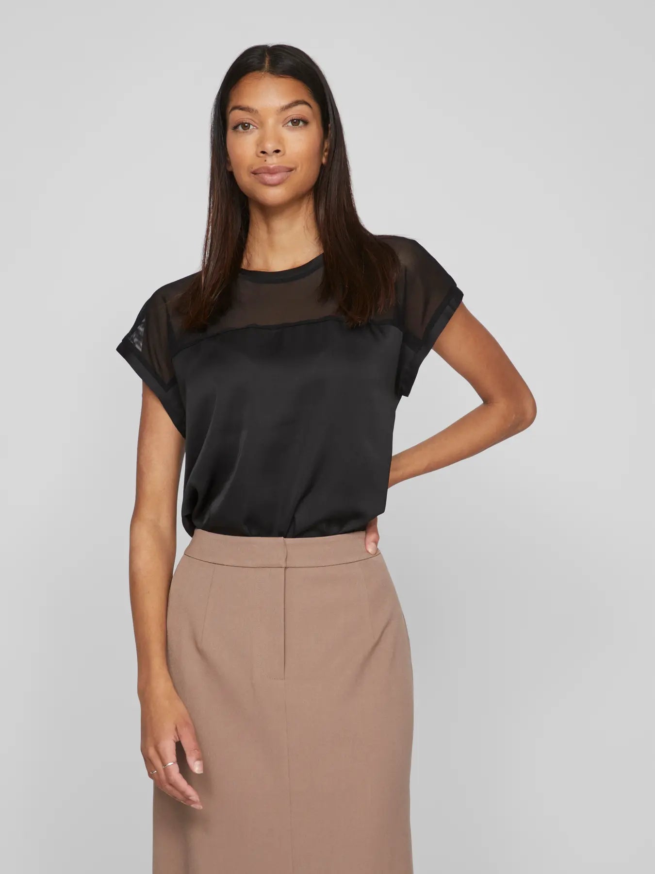 Mesh Short Sleeved Top - Black