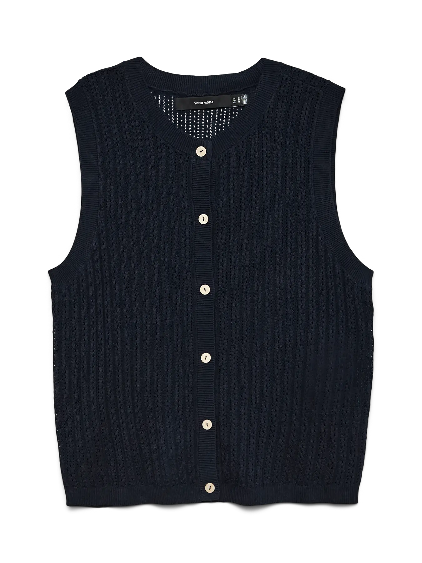 Knitted Button Tank Top - Navy