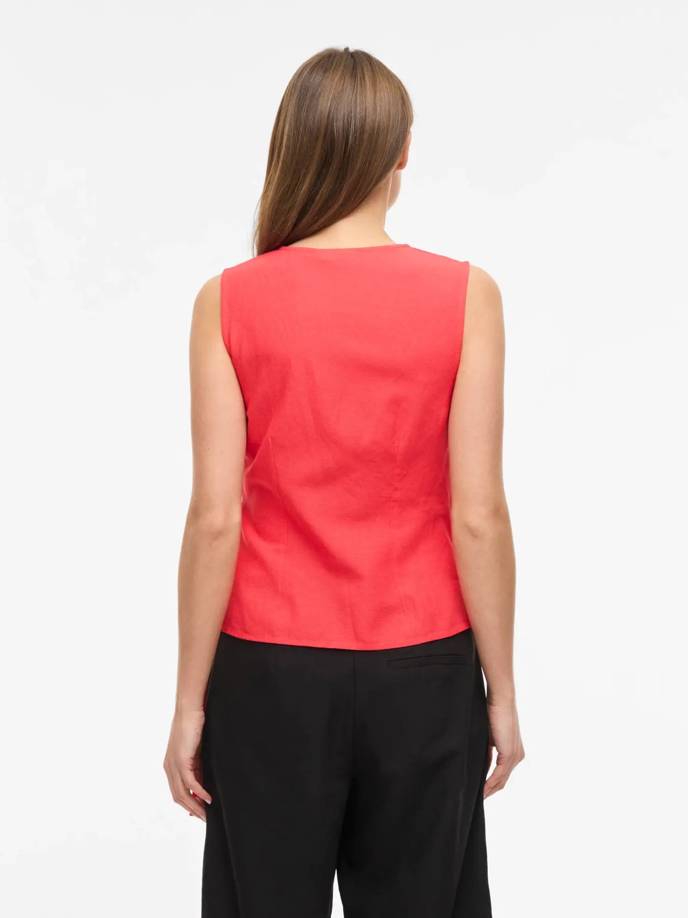 Sleeveless Linen Mix Wrap Over Top - Various Colours