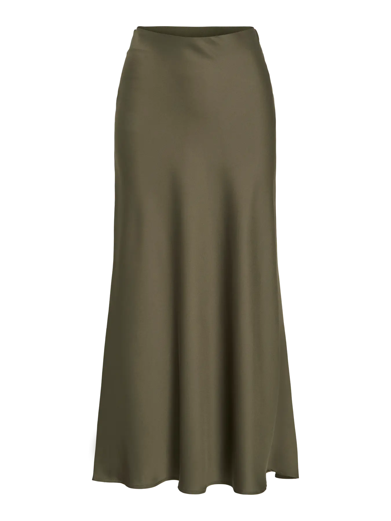 Satin Midi Skirt - Olive Green