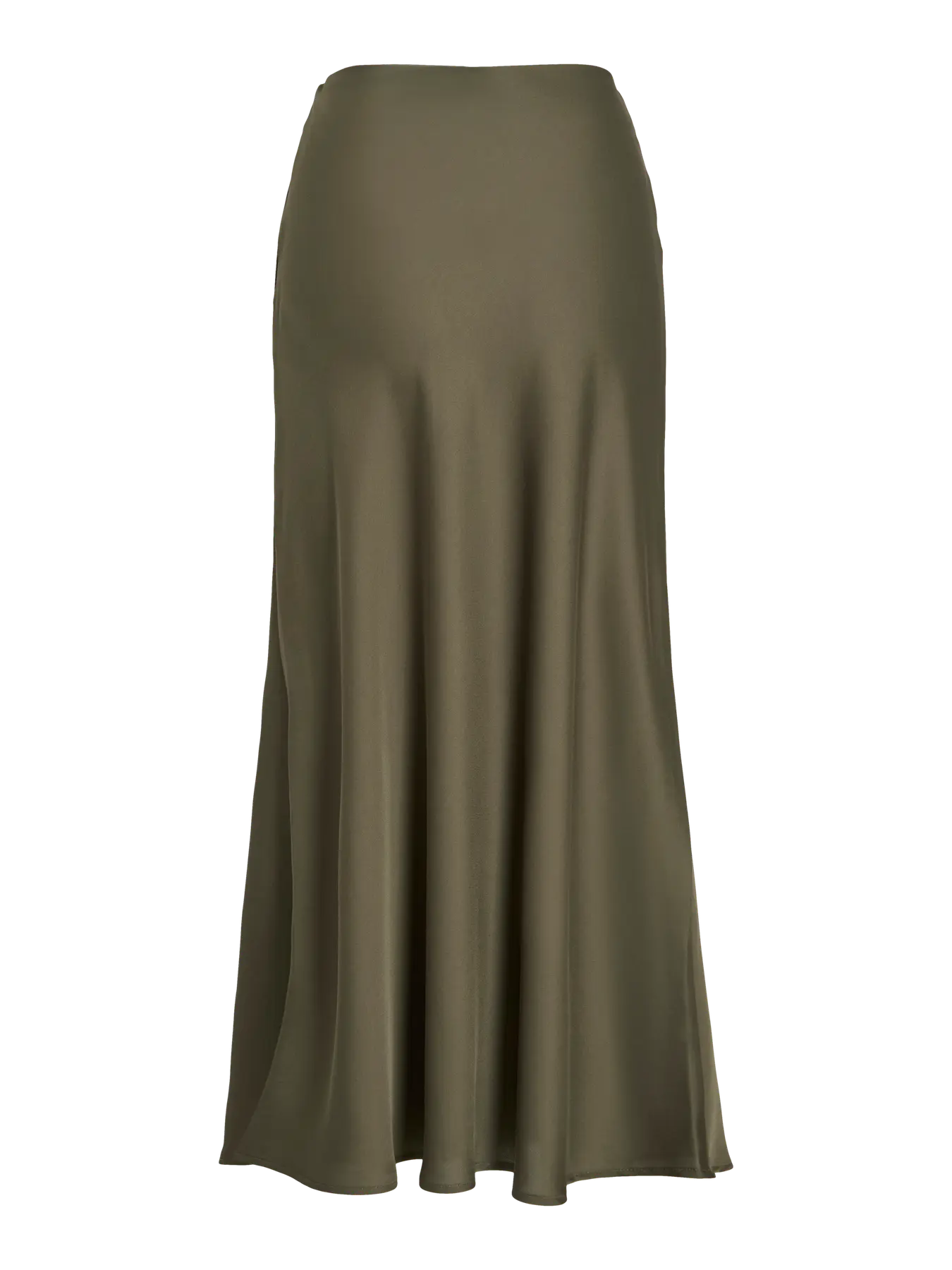 Satin Midi Skirt - Olive Green