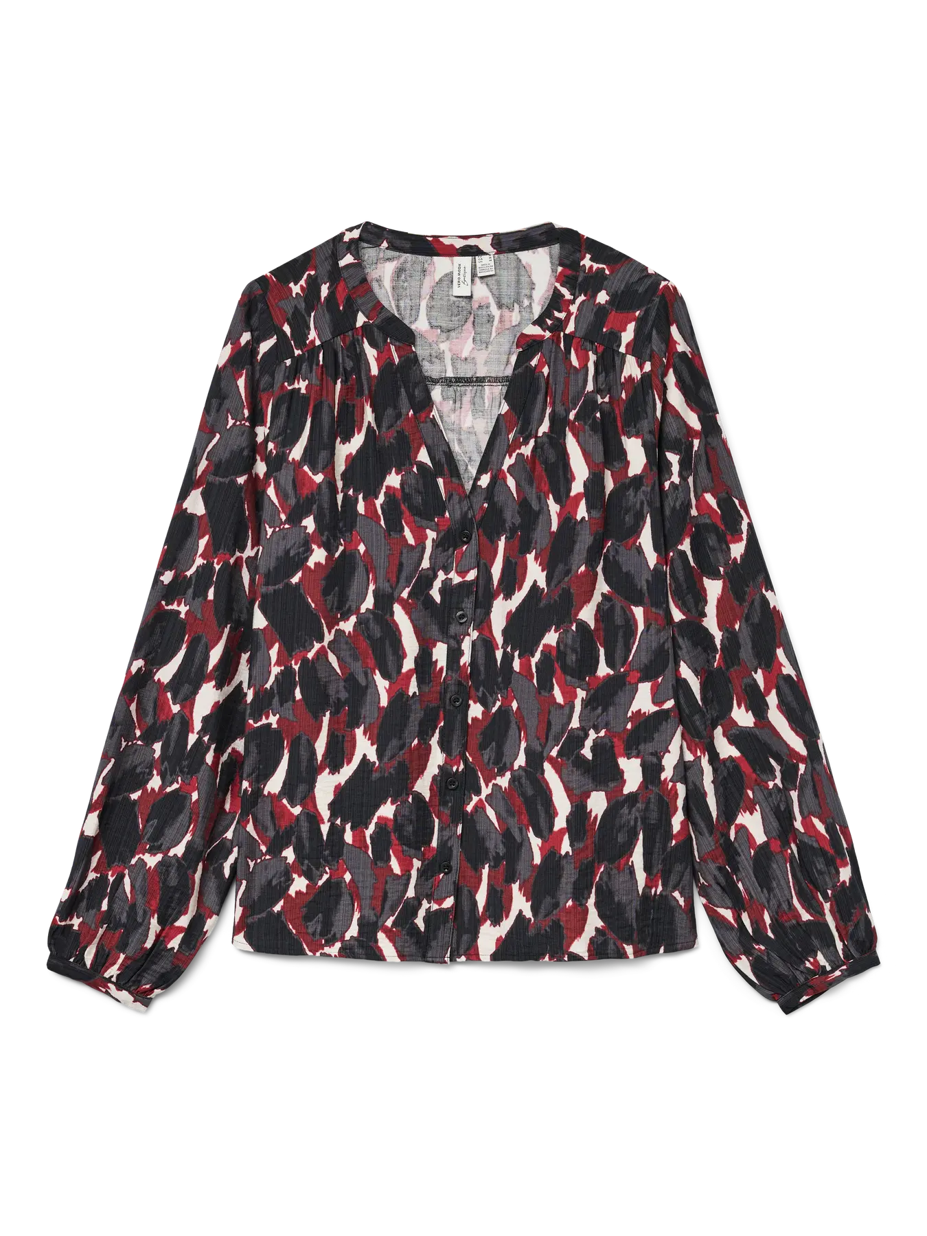 Long Sleeve Camouflage Print Blouse - Red or Khaki