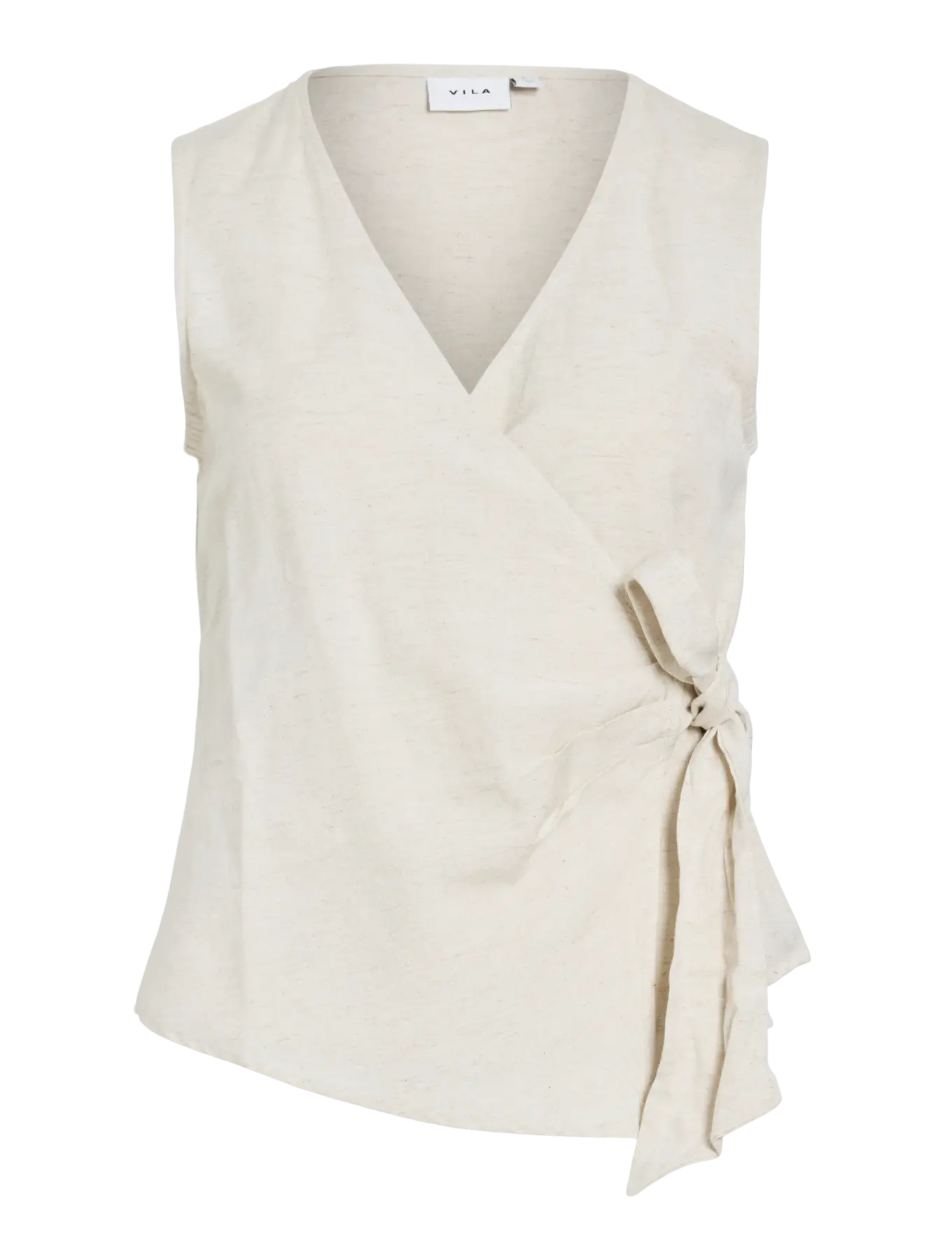 Sleeveless Linen Mix Wrap Over Top - Various Colours