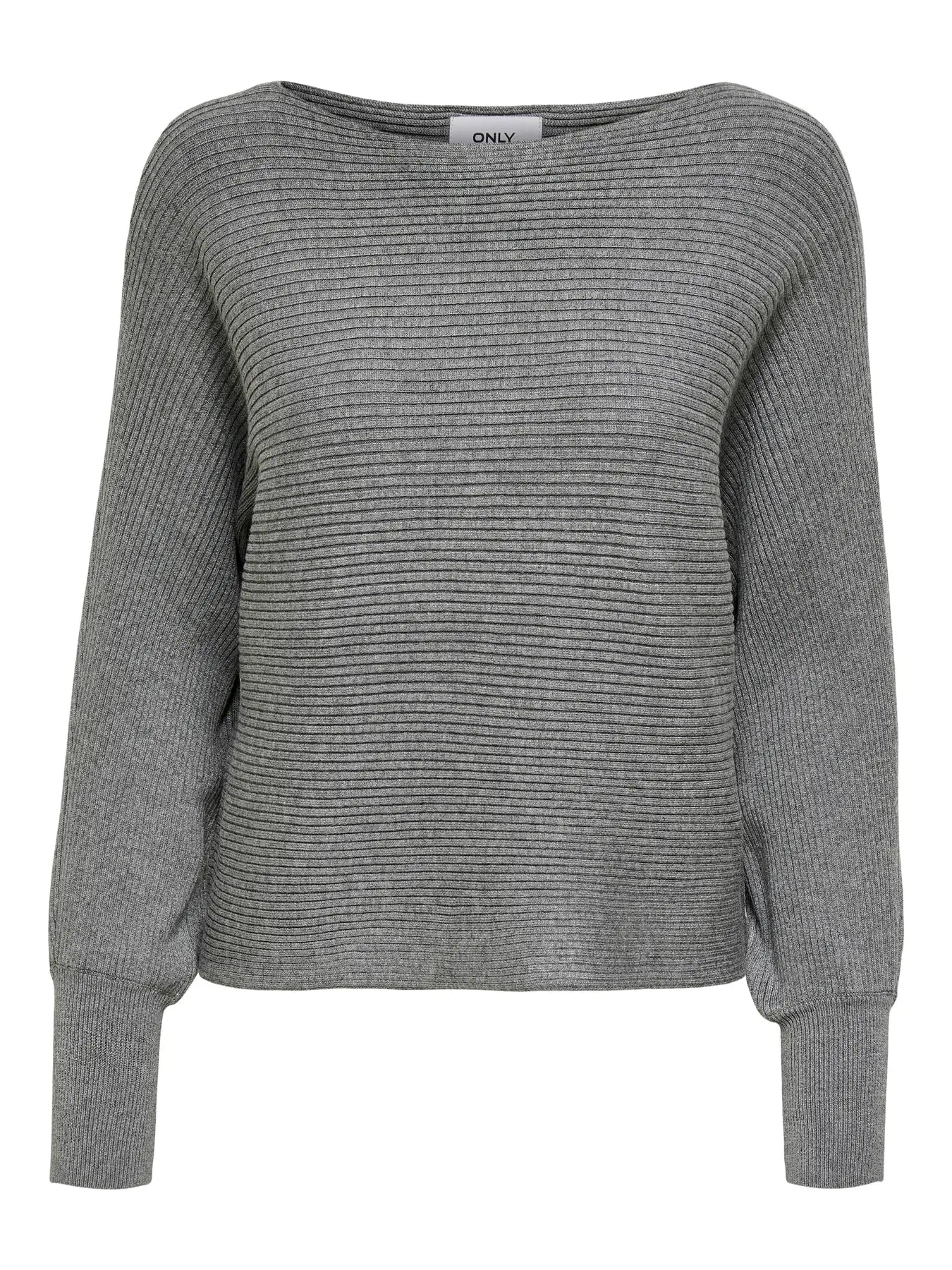 Boat Neck Batwing Sleeve Jumper - Grey