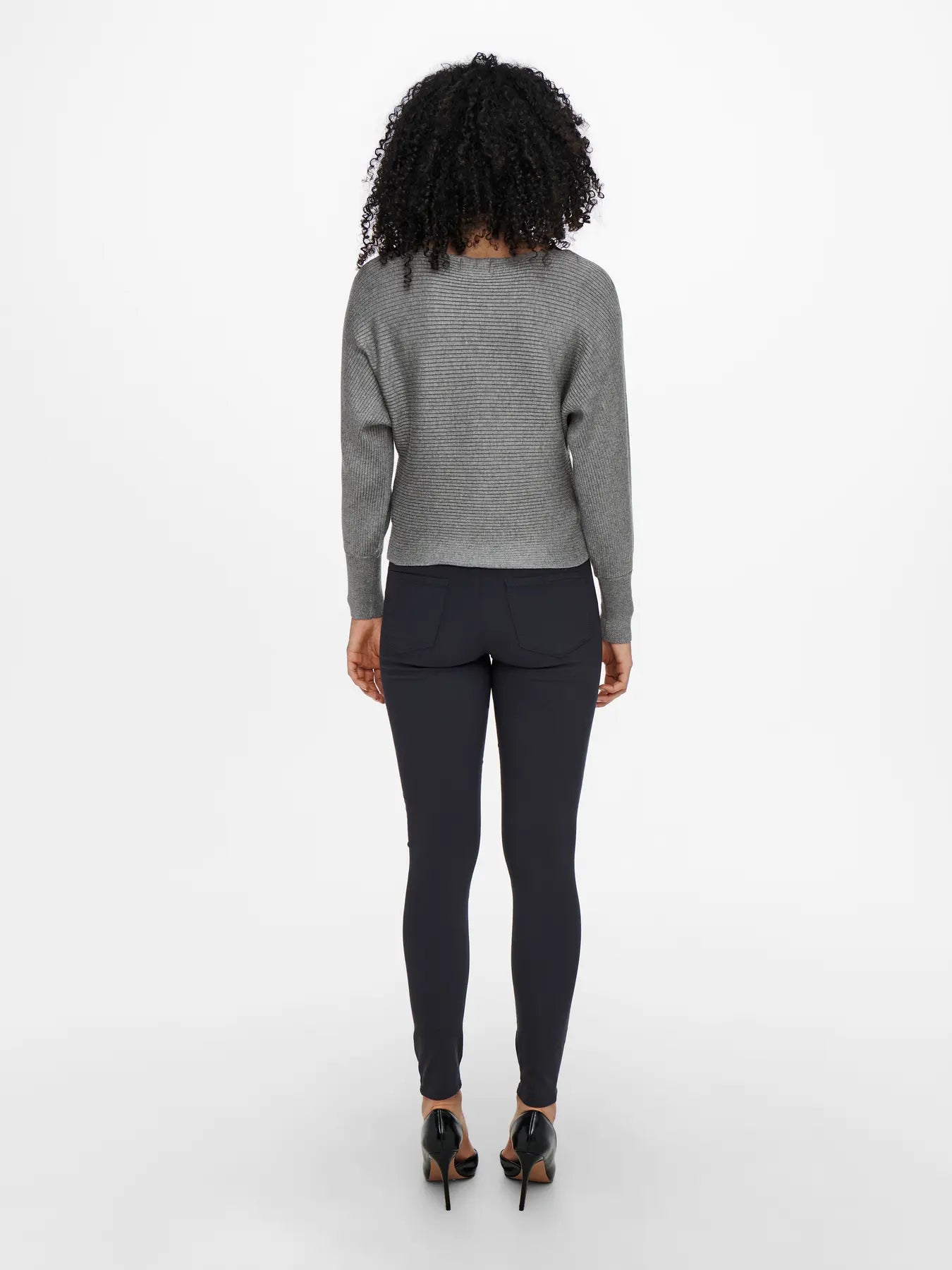 Boat Neck Batwing Sleeve Jumper - Grey