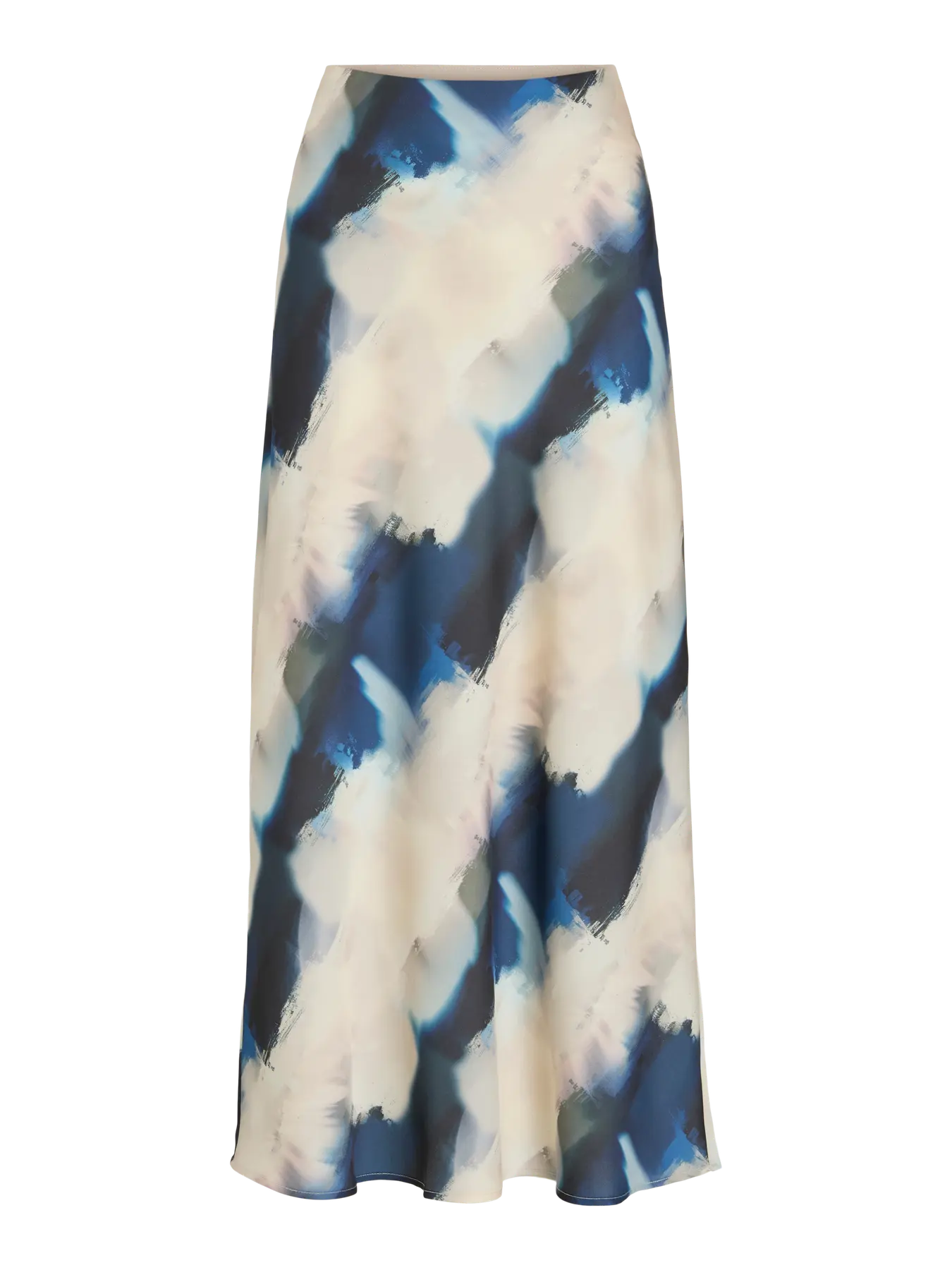 Satin Patterned Skirt - Cream & Navy