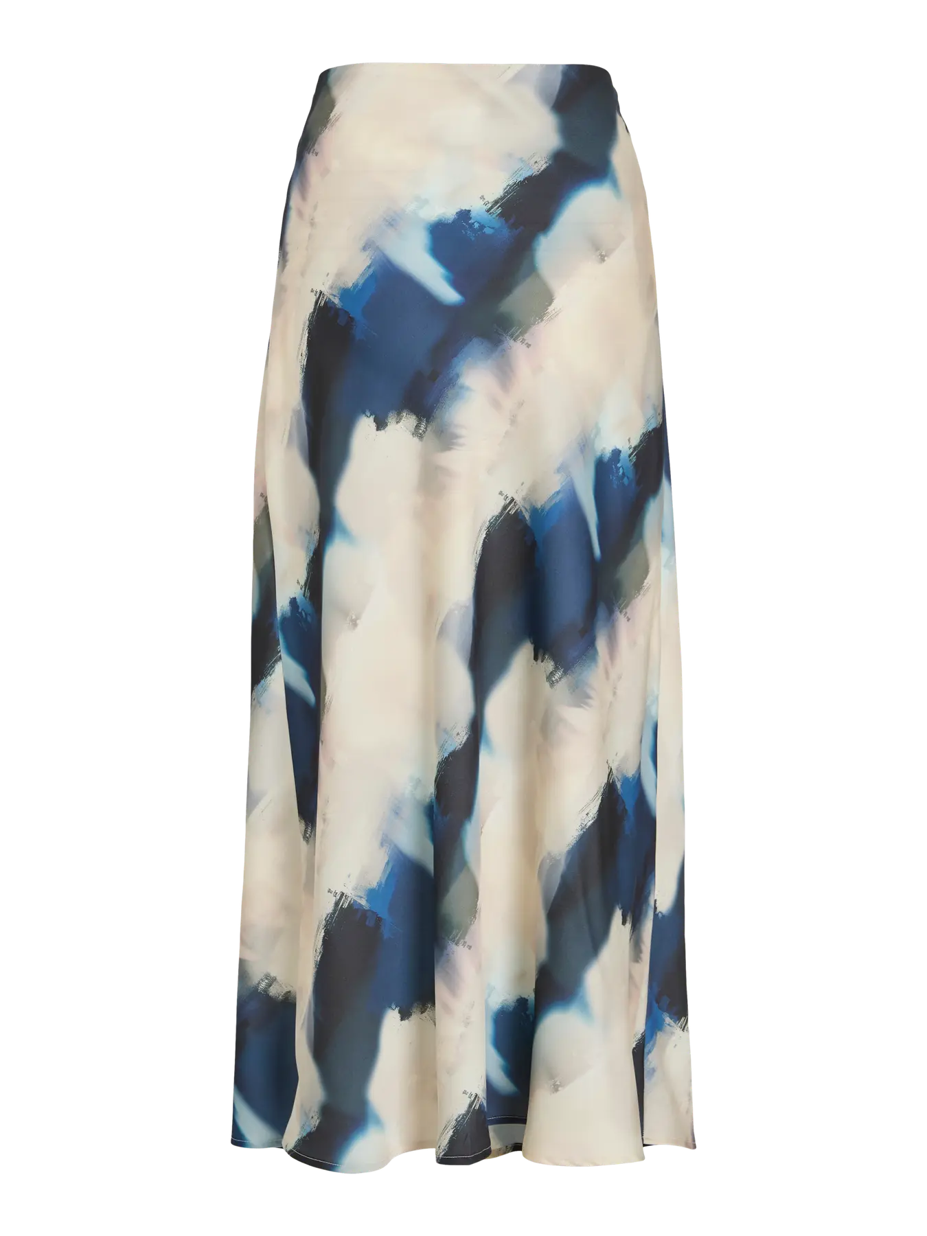Satin Patterned Skirt - Cream & Navy