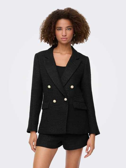 Black Boucle Double Breasted Blazer