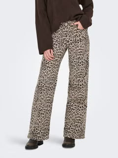 Animal Leopard Print Denim Jeans - Chocolate, Brown or Oatmeal