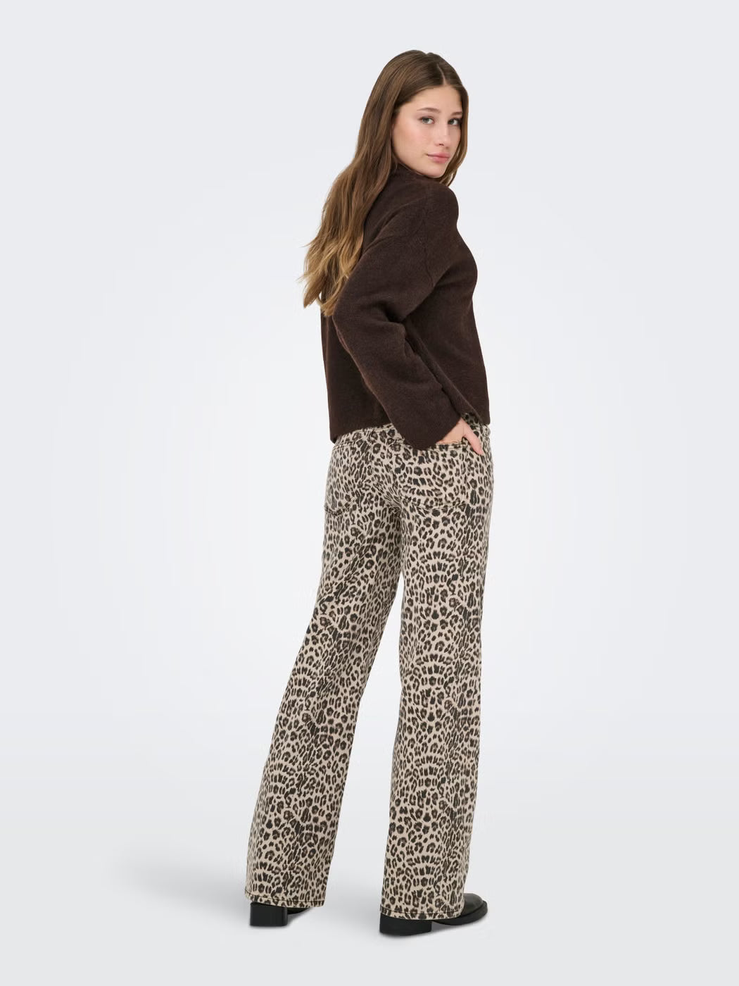 Animal Leopard Print Denim Jeans - Chocolate, Brown or Oatmeal