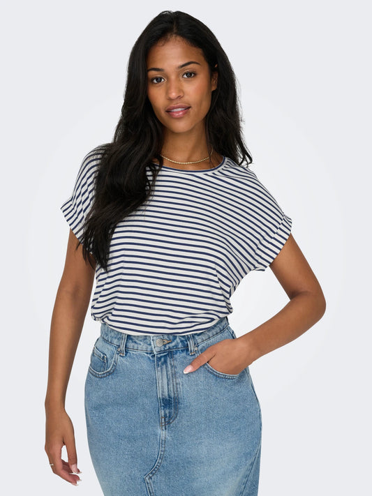 Blue & White Striped Short Sleeve T-Shirt