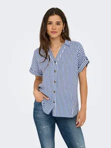 Short Sleeve Blue Stripe Shirt