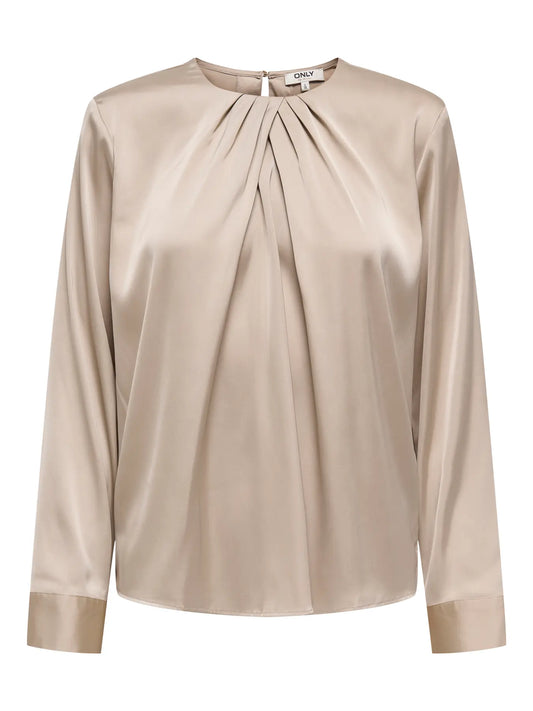 Long Sleeve Satin Top - Black or Champagne