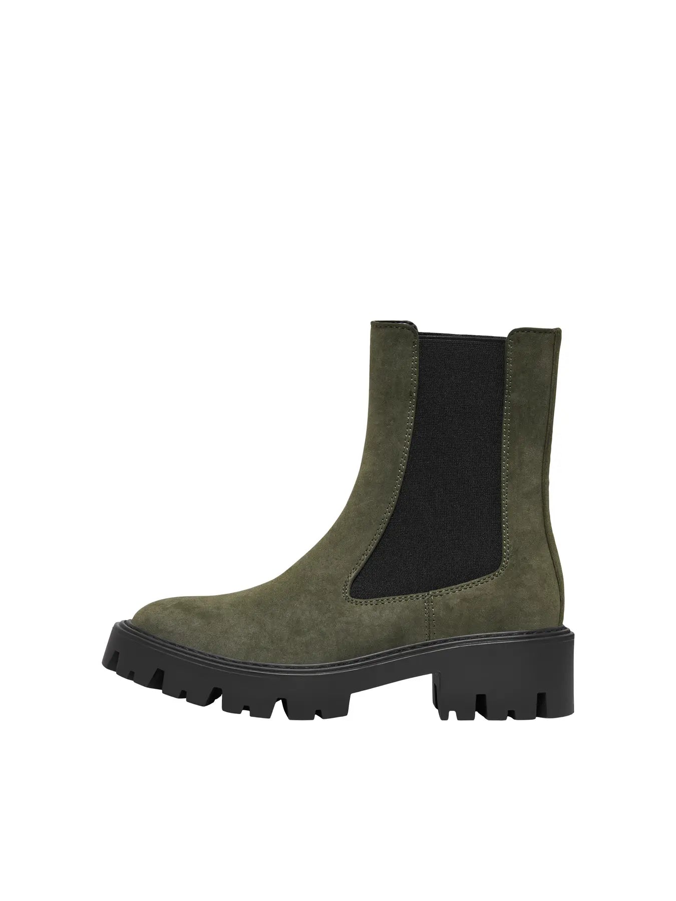 PU Nubuck Chelsea Boot - Khaki & Black