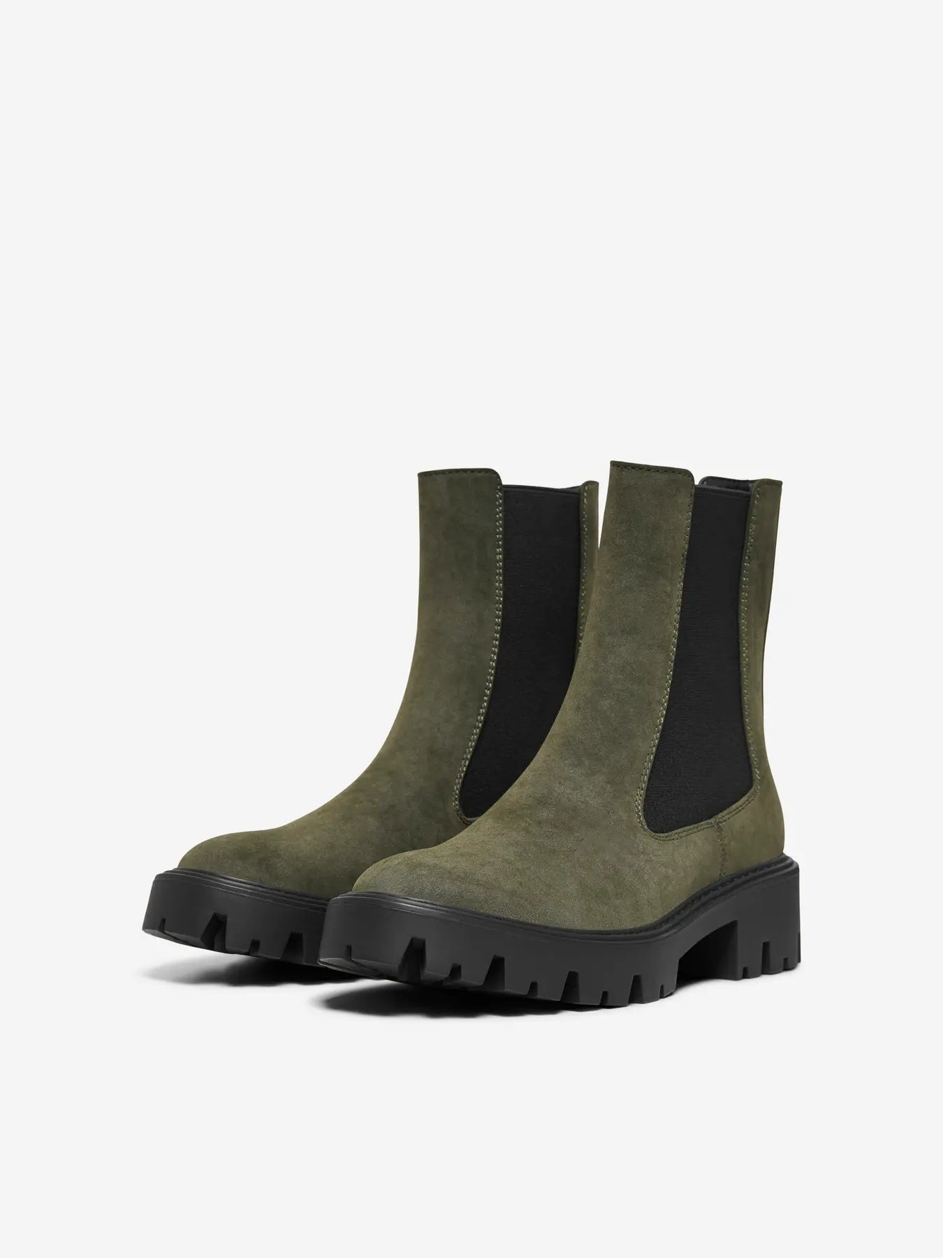 PU Nubuck Chelsea Boot - Khaki & Black