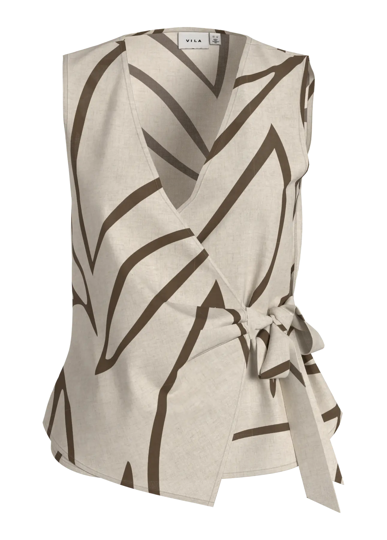 Sleeveless Linen Mix Wrap Over Top - Various Colours