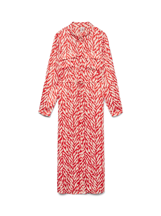 Shirt Dress - Red & Cream