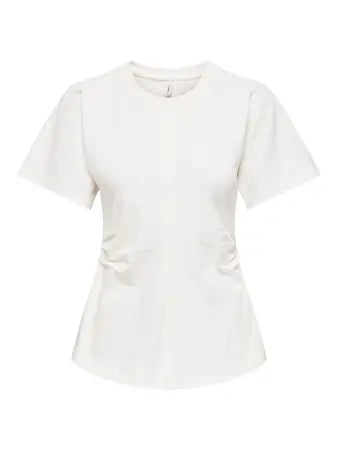 Cotton T-shirt With Side Ruched Detail - Lemon or White
