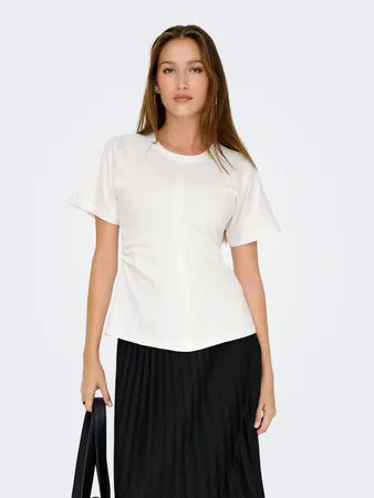Cotton T-shirt With Side Ruched Detail - Lemon or White