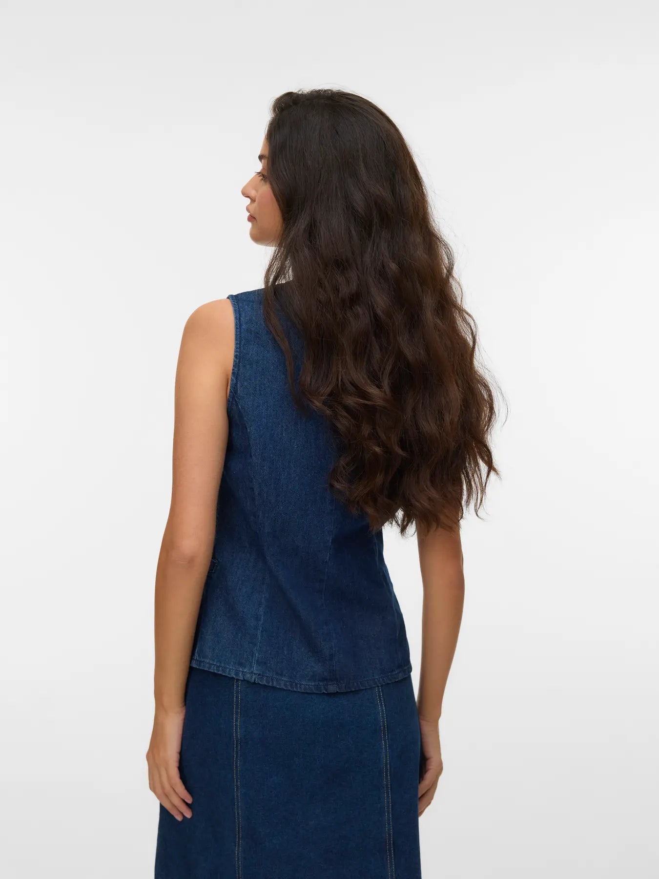 Tailored V Neck Denim Waistcoat